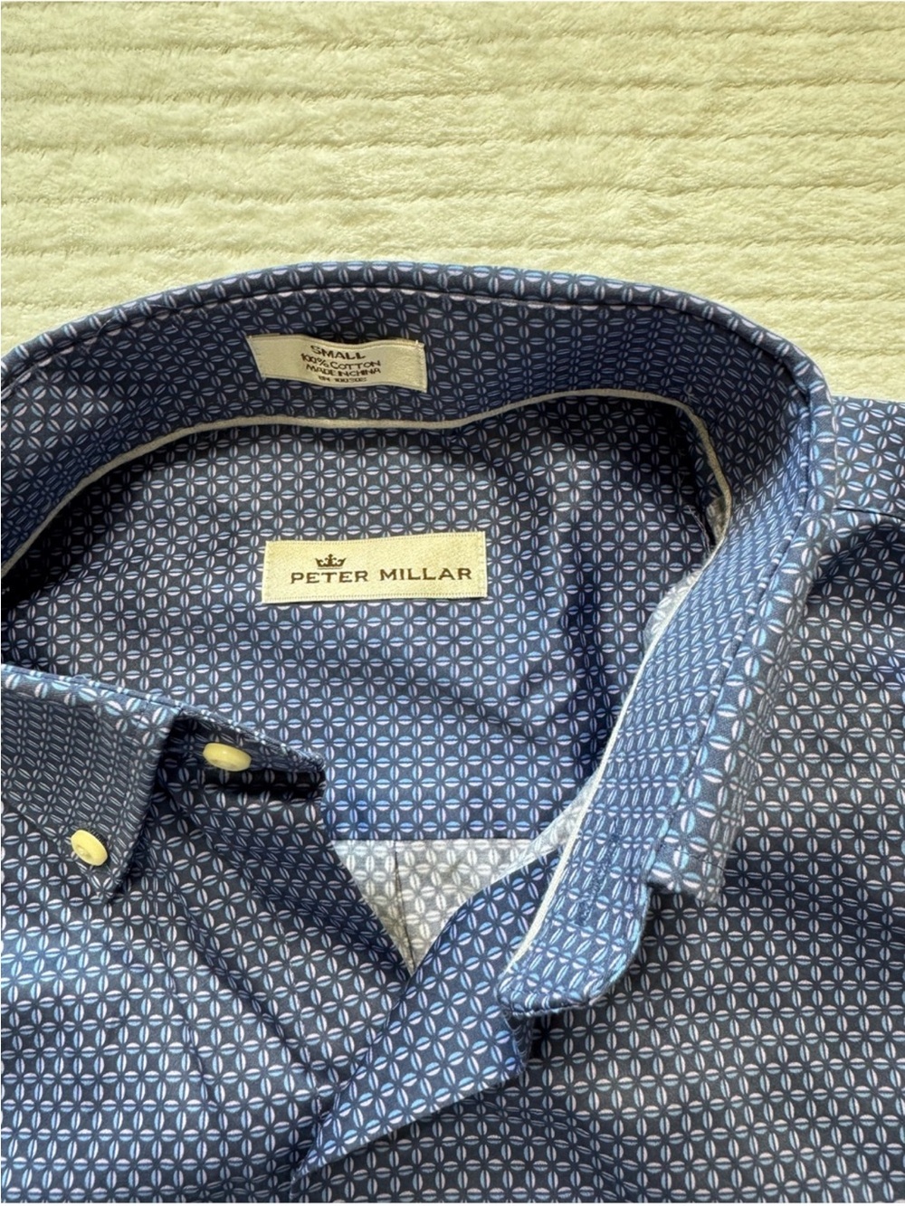 Peter Millar Blue Micro-Pattern Button-Down Dress Shirt - Picture 2 of 9